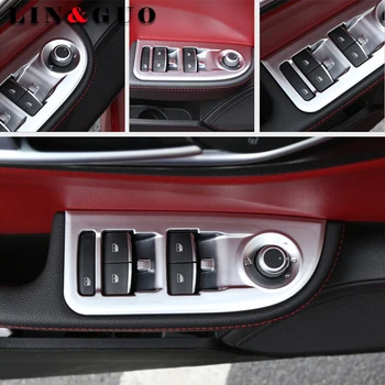 

4pcs Fit For Alfa Romeo Giulia ABS Chrome Interior Door Window Switch Panel Cover Bezel Trim Molding hub caps Car styling