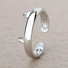 

2016 Hot heart decorated Korean fashion 925 sterling silver rings jewelry hypoallergenic cat ears ring tail ringGSZR0064