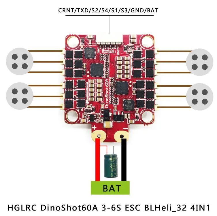 30 5 мм HGLRC Titan PLUS F460 GTX585 stack AIRBUS F4 Flihgt контроллер OSD & DINOSHOT 60A BLHELI_32 ESC 8G 48CH