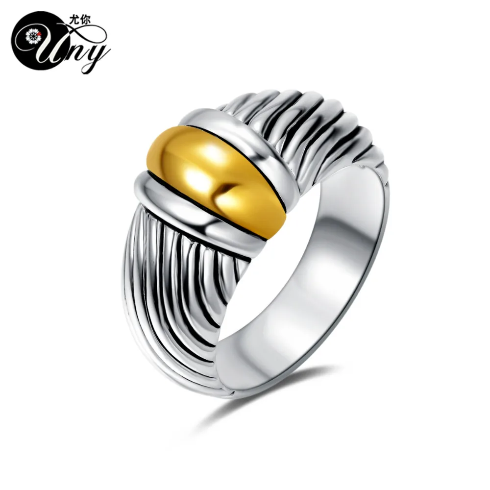 UNY Ring Two color plating Twisted Cable Wire Rings David Vintage