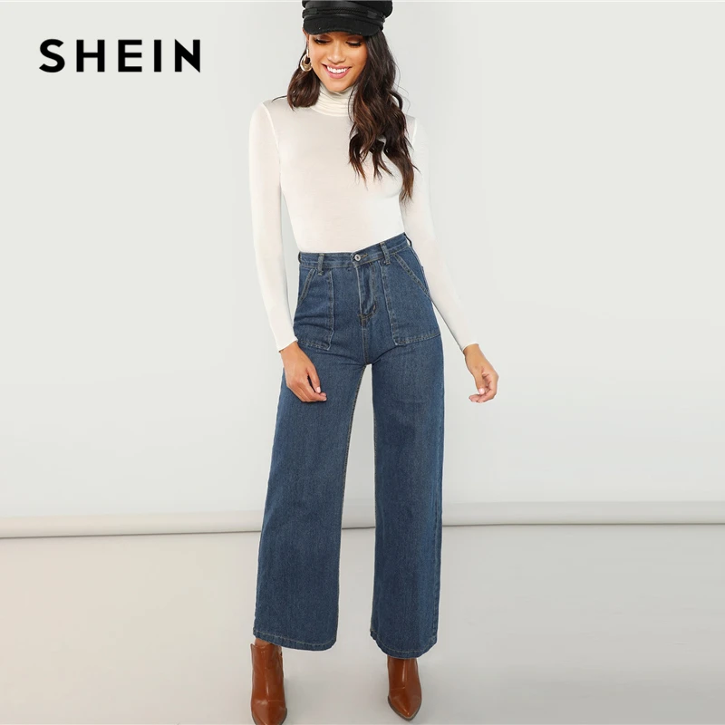 Белая Облегающая водолазка SHEIN элегантная рабочая одежда однотонные пуловеры с