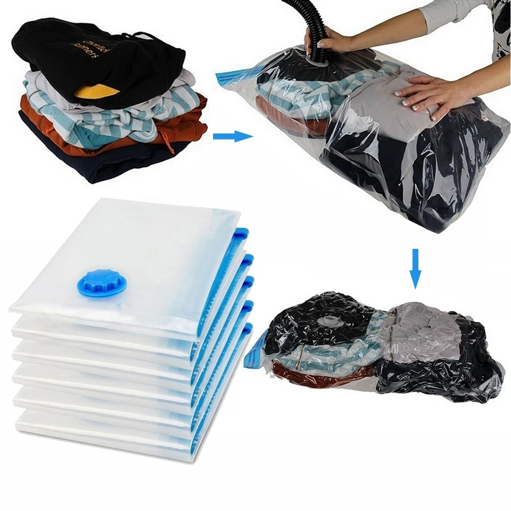 Hoomall 2/10pcs Vacuum Bag For Clothes Package Compressed Organizer For Wardrobe Space Saver Clear Seal Bag Foldable Storage Bag