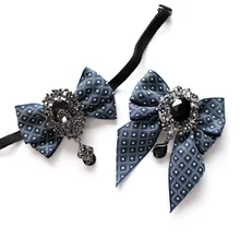 Для мужчин Свадебный костюм для мальчика банкетные вечерние с v-образным вырезом рубашка галстуки бабочки галстук в британском стиле для жениха Колледж студента из сплава со стразами в форме клетчатая галстук-бабочка