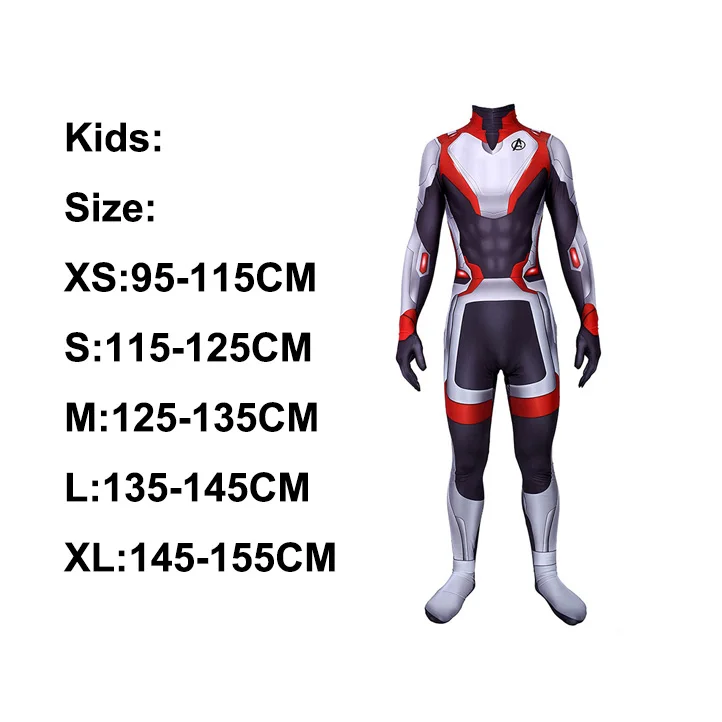 Мстители эндигра карнавальный костюм Хэллоуина для детей мужчин и женщин плюс необычная одежда Маскировка супергероя Железный человек квантовое царство - Цвет: Kids Jumpsuit