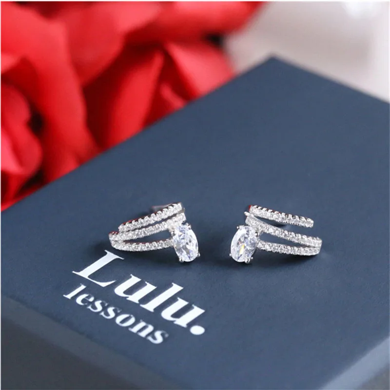 

1 Pair Zircon Crystal Ear Cuff Clip On Earrings Rose Gold Silver Clip Earrings Without Piercing Earcuff For Women Accessories