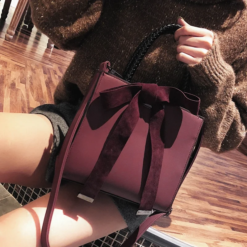 

Fashion Female Big bag New Women's Designer Handbag Bow Frosted Shoulder bag Simple High-quality Matte PU leather Tote bag CC-29