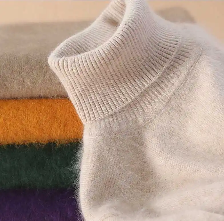 

2018 Warm Mink Cashmere Soft Elastic Sweaters and Pullovers Women Autumn Winter Sweater Turtleneck Female Brand Pullover