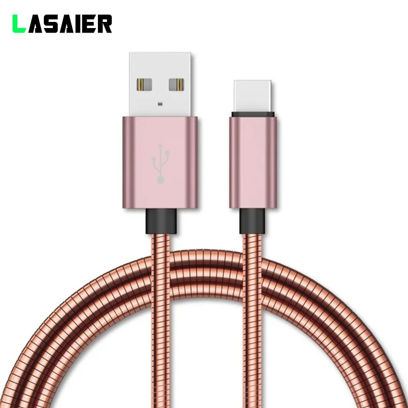 Розовый Металлический плетеный кабель Micro usb type C для huawei P10 P20 USB C кабель для быстрой зарядки данных для Xiaomi Mi8 Oneplus 6 5T шнур зарядного устройства - Цвет: Розовый