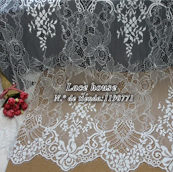 

Wide 70CM High Quality Italian White Nylon Eyelash Lace Handmade DIY Wedding Accessories Clothing Curtain Material