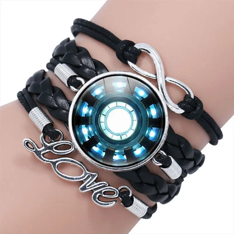 Мстители Железный человек Тони Старк значок время стекло кристалл многослойный Плетеный браслет - Окраска металла: 7