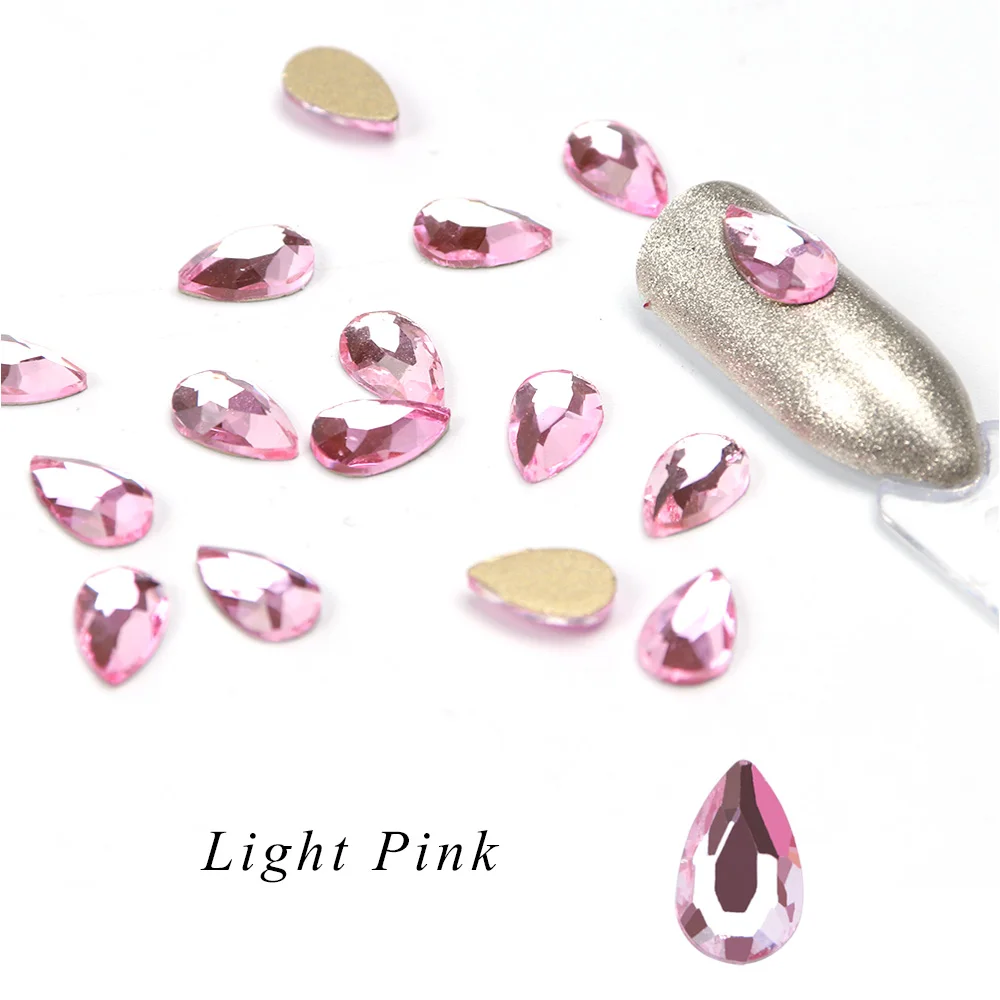 10 шт кристаллы для ногтей плоские с оборота капли для украшения ногтей Стразы 3D Стразы очаровательные стеклянные драгоценные камни для маникюра аксессуары для ногтей JIA41 - Цвет: Light Pink