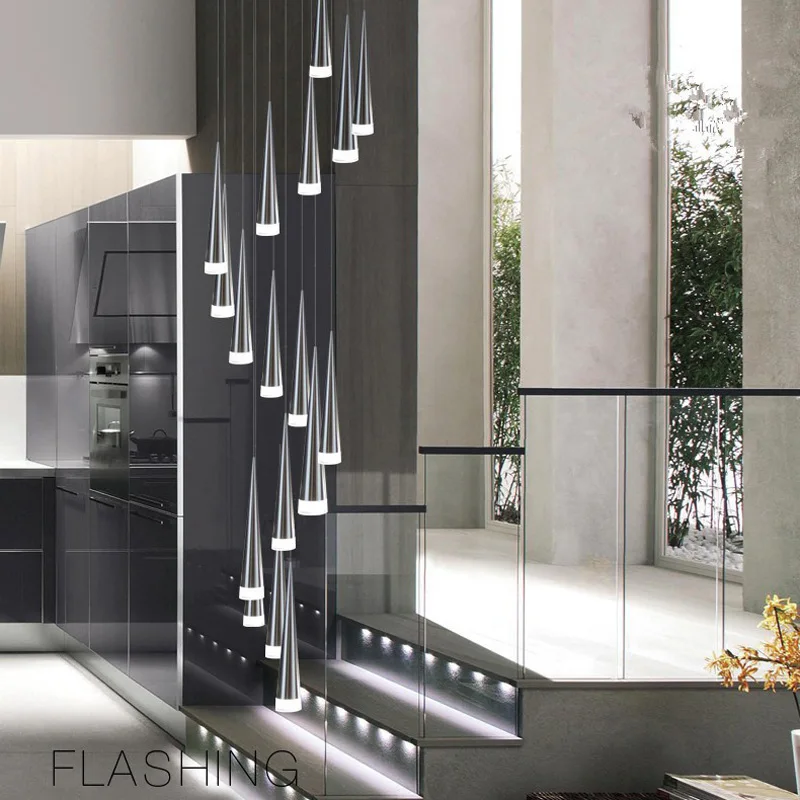 12 головок современный светодиодный конический подвесной светильник алюминиевый