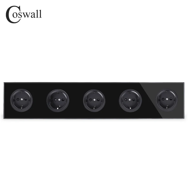 Coswall Crystal Tempered Pure Glass Black Panel