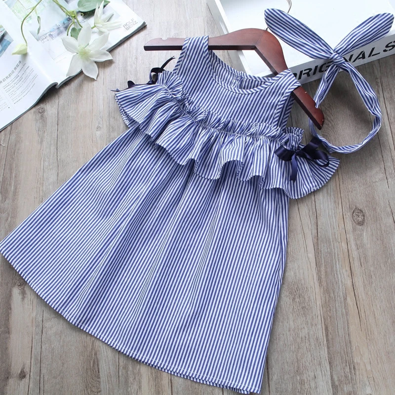 summer toddler Girl striped Dresses Baby girl off the shoulder dress ...