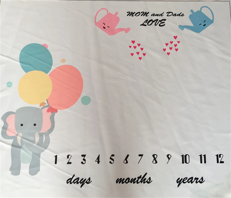 Cute Pattern Infant Baby Milestone Photo Props Background Blankets Play Mats Backdrop Cloth Calendar Photo Accessories Bed Decor