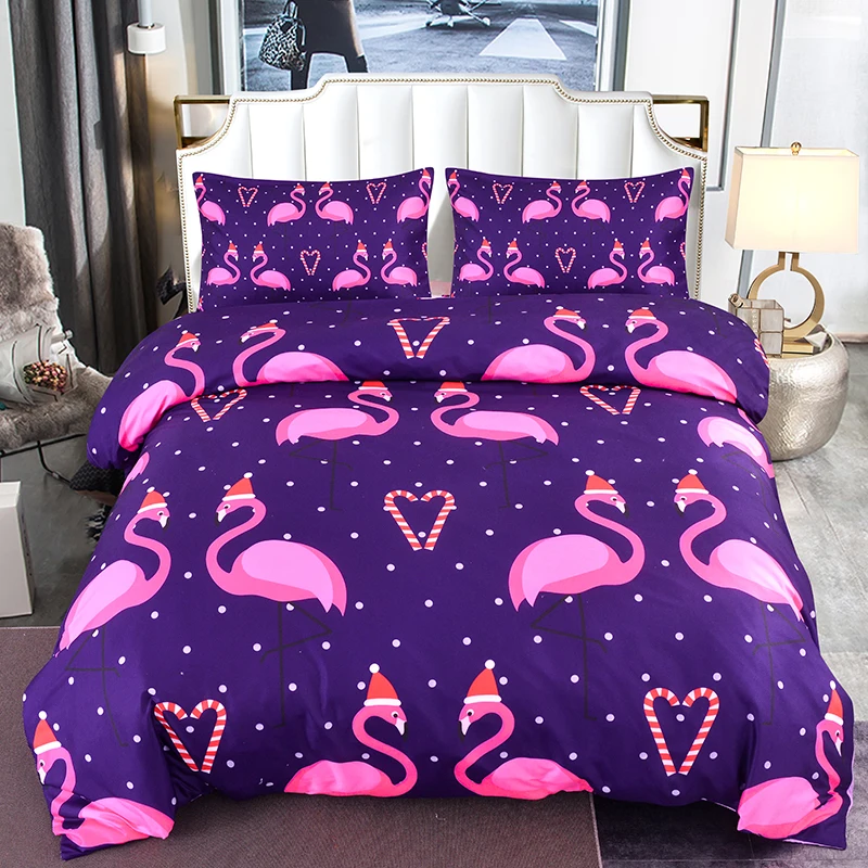 

Boniu Flamingo Pattern Duvet Cover Set with Pillow Covers for Lover 3d Pink Animal Bedding Set AU/US/EU/UK Twin Size Bed Set