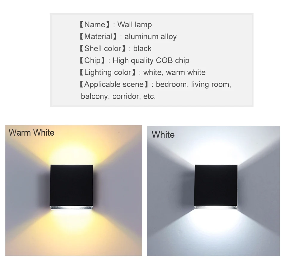 Up Down Lampada Led Wall Light Fixture Aluminum 7W Wall Lamp Sconce COB LED Wall Lamps For Loft Bathroom Bedroom Indoor Lighting (3)
