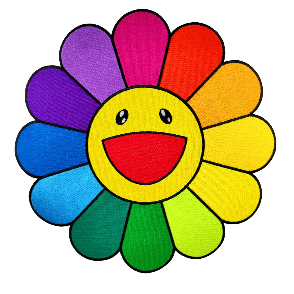 

Colorful Flower Patches For Clothing Embroidery Patch Iron On Backing Smile Seven Colors Lady Badge Ironing Patches For T Shirt