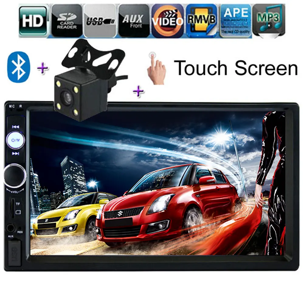 

Autoradio 2 Din 7 inch LCD Touch Screen Car Radio Player Auto Audio Bluetooth Multiple Languages 7010b Support Rear View Camera