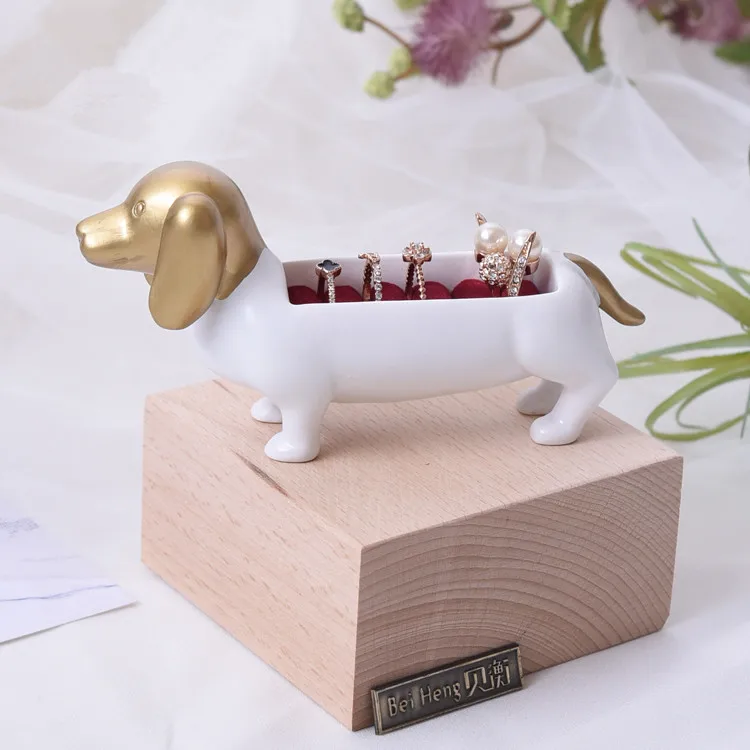 

Cute Dog Lovely Ring Display Tray Jewelry Display Holder Ring Display Stand Wood Jewelry Display Block