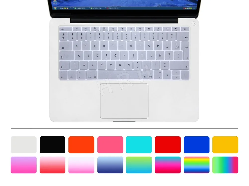 HRH AZERTY французский Великобритании силиконовый чехол кожи для MacBook New Pro 1" A1708(версия, без Touch Bar) 12" A1534 retina