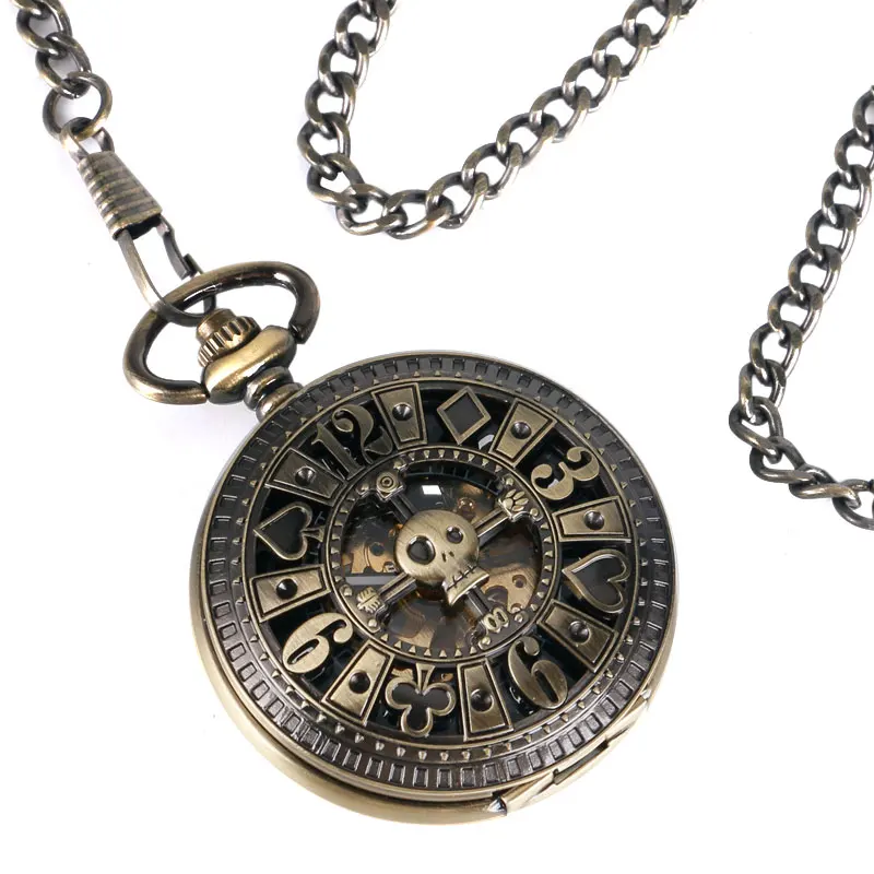 Уникальный стиль Череп Скелет резьба стимпанк механические ручные наручные карманные часы для мужчин и женщин Fob часы подарок