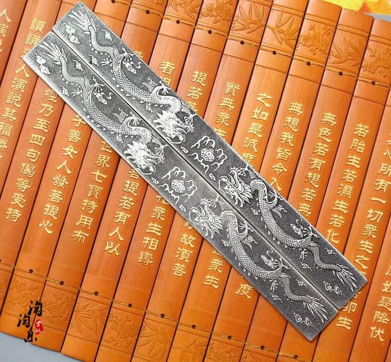 

Chinese room Plate with silver Carved paper weight The town of calligraphy Paperweight ruler