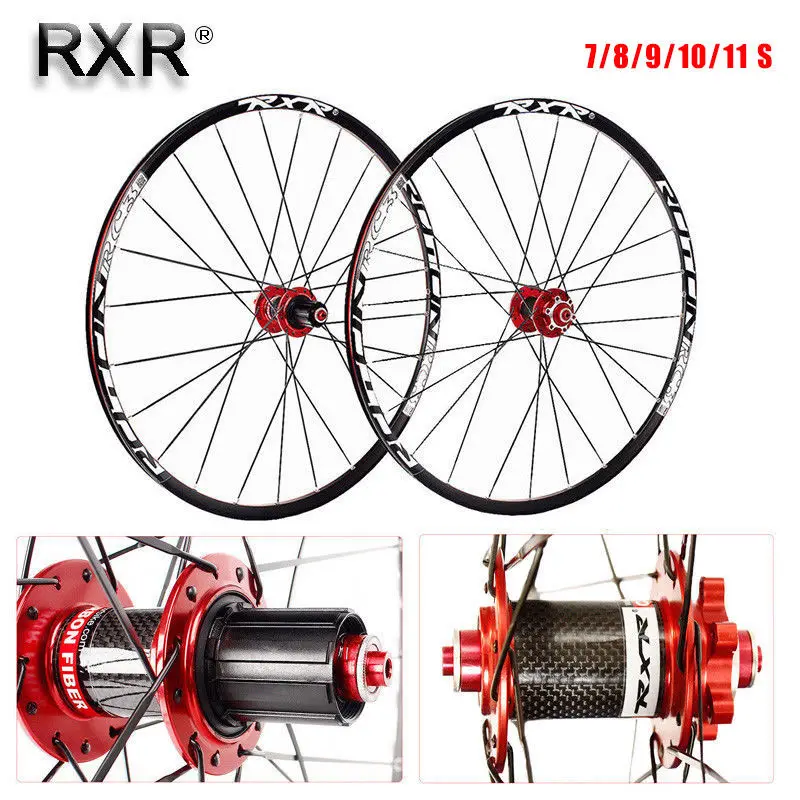 Flash Deal RXRBicycle Wheelset 26/27.5/29" Mountain Bike Wheel Set 7-11S Carbon Hub Disc Clicher Tyre 25mm Rim Wheels For Shimano Cassette 0