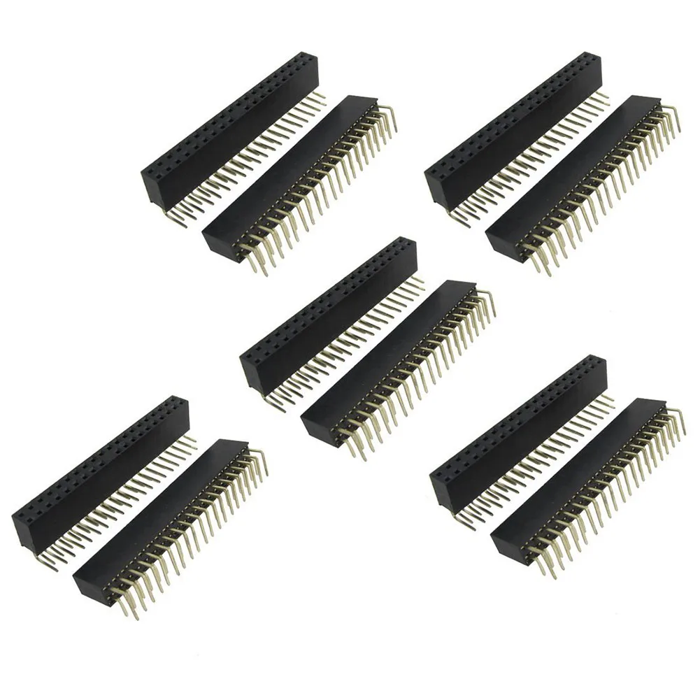 

10 Pcs 2x20 Pin 2.54mm Pitch Dual Row Right Angle Female Pin Headers