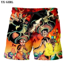 YX GIRL летние новые стильные модные шорты с мультипликационным принтом Рик и Морти, повседневные мужские и женские крутые шорты K-4