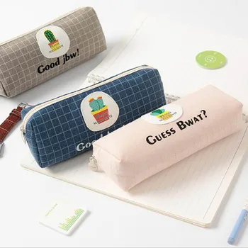 

1PCS Simple Cute Potted Meaty Pencil Bag Canvas Cactus Pencil Case Creative Stationery Storage Bag Office&School Supplies