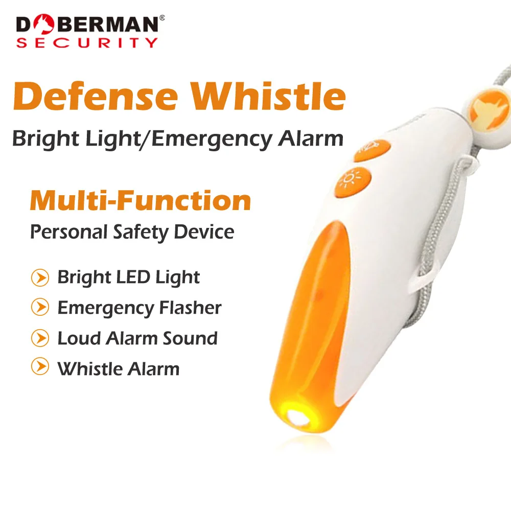 

Doberman Security Self Defense Electronic Self Defense Whistle Bright Light Emergency Alarm Multi Function Personal Safety Alarm