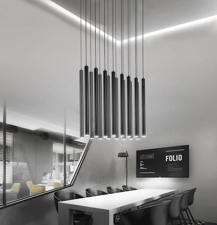 Pingente de Alumínio Moderna Lâmpada Suspensão Iluminação Pendurado Cilindro Lâmpadas Tubo Luz Branco Preto Minimalista Luzes Luxo Led 23 Luzes de pendentes