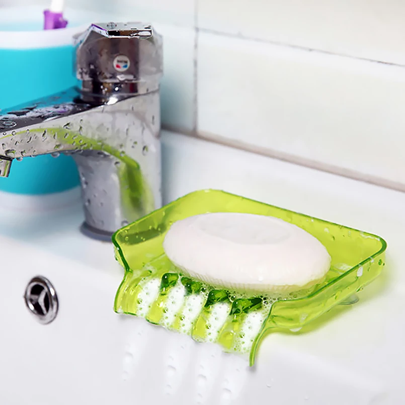 1PC Sweet Color Waterfall Soap Holder Plastic Sponge Stand Falls Drain Shower Box Antislip Bottom Suckers Kitchen Organizer | Дом и сад