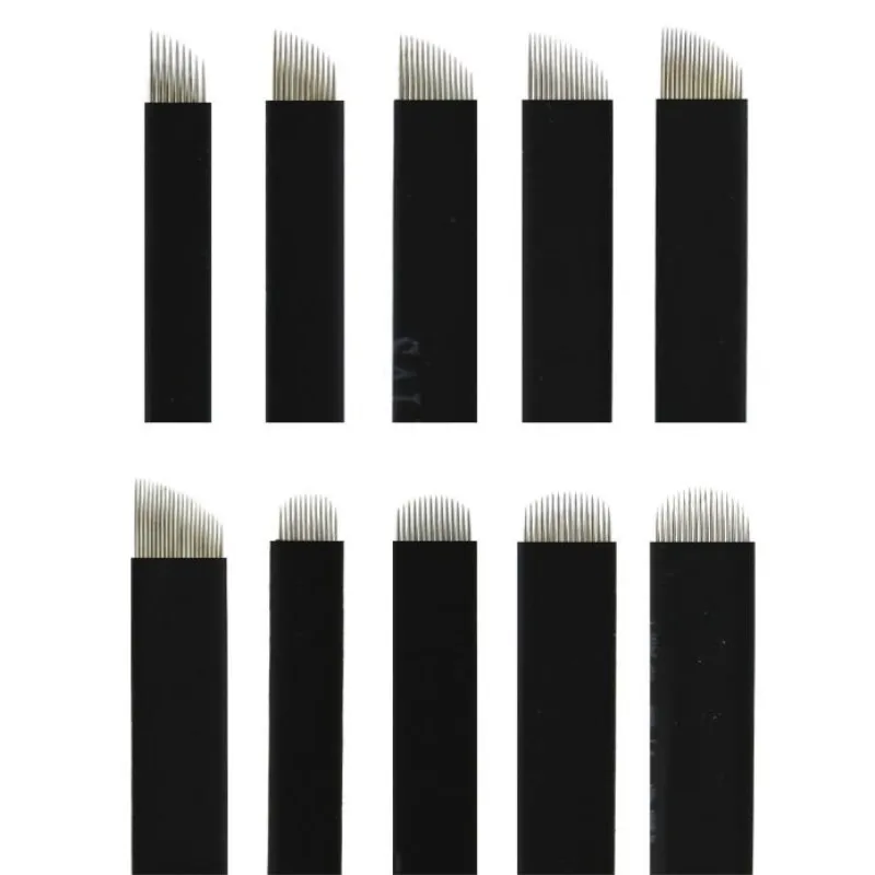 

Tattoo Needle Nano Black 0.16mm Flex 12U 14U 16U 18U 21U Microblading Needles Permanent Makeup Eyebrow Lamina For Embroidery