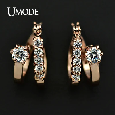 

UMODE Rose Gold Color Double Circle with Cubic Zircon Hoop Earring JE0225