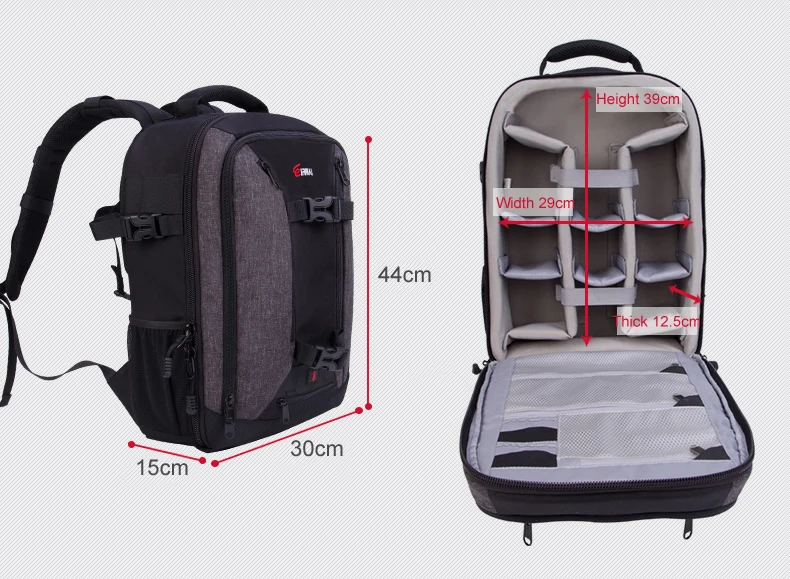 EIRMAI Professional Photo Thicked Partition Waterproof Backpack DSLR Shoulders Bag fit 14in Laptop Tripod Digital Camera Case