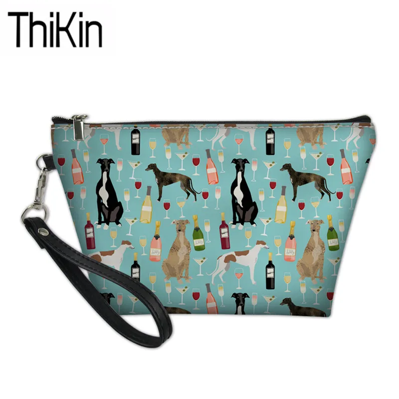 

THIKIN Women Cute Greyhound Printing Cosmetic Cases for Females Fashion Make Up Box Ladies Travel Toiletry Bags Feminine Bolsa