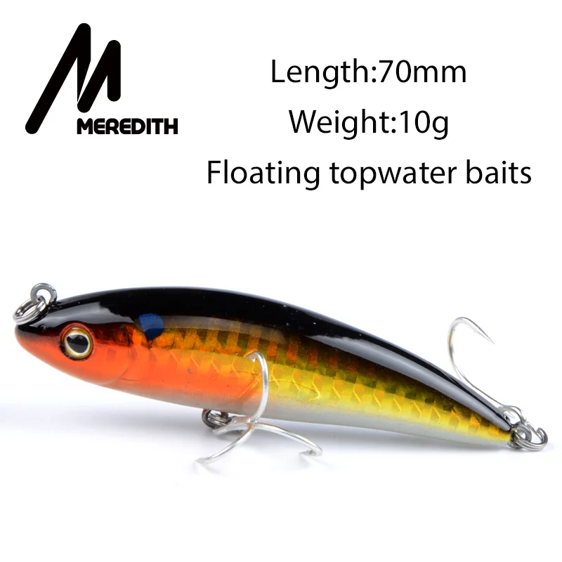MEREDITH fishing популярная модель, качественные рыболовные приманки, VIB, маленькие карандашные приманки 75 мм 10 г, жесткие плавающие приманки