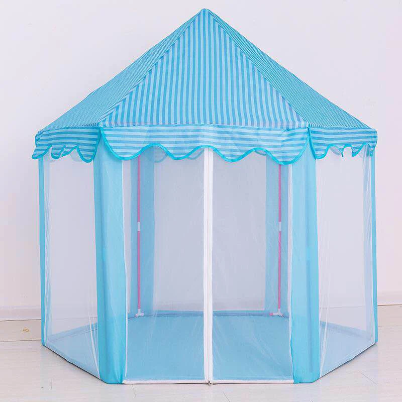 Складная детская палатка, игровой домик Вигвама, Портативная Игрушка, палатки для маленьких девочек и мальчиков, для улицы, для дома, пляжа, на молнии, игровой домик, Замок принцессы - Цвет: tent blue