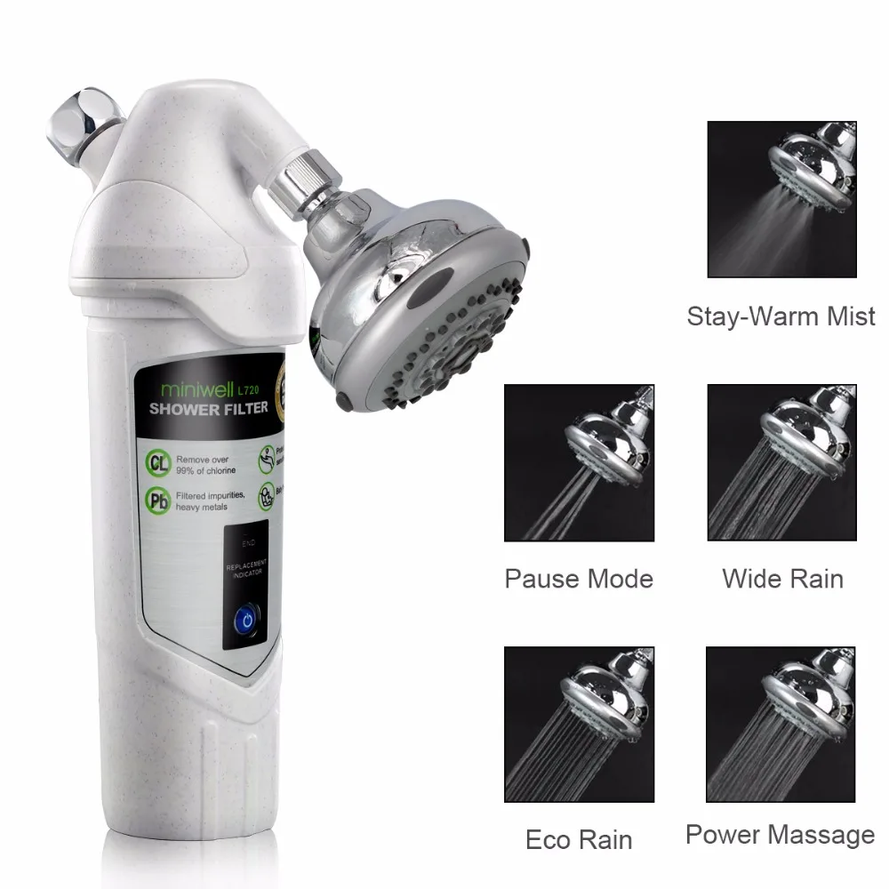 Miniwell L720 H Shower filter with shower head 99 remove chlorine and