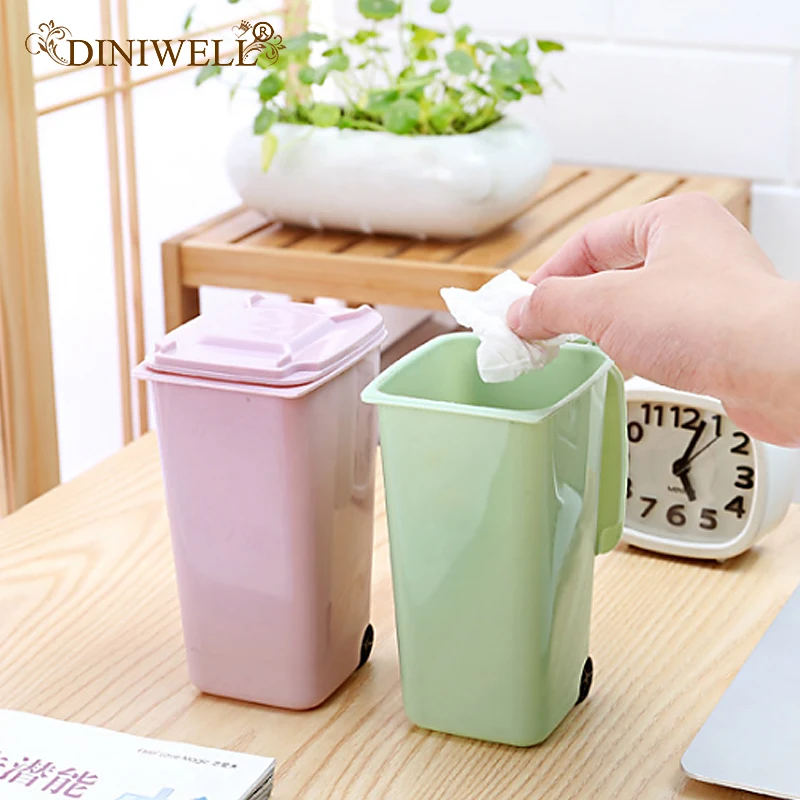 

DINIWELL Mini Plastic Desktop Garbage Cans Storage Box Trash Bin Shaped Organizer For Small Rubbish Multifunction Pen Holder