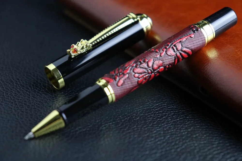 

NEW OFFICE pen Red wine Cortex grape pattern Chinese dragon Twist gift Rollerball Pen