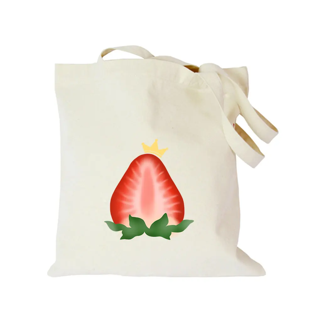Origina kawaii canvas strawberry custom tote bag customize eco diy logo shopping bag with logo Dachshund Shepherd Dog Poodle (1)