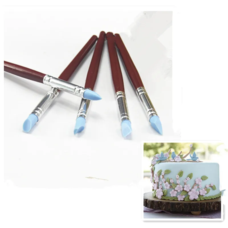 5pcs/set Silicone Decorating Pen Fondant Shaping Pen Styling Christmas