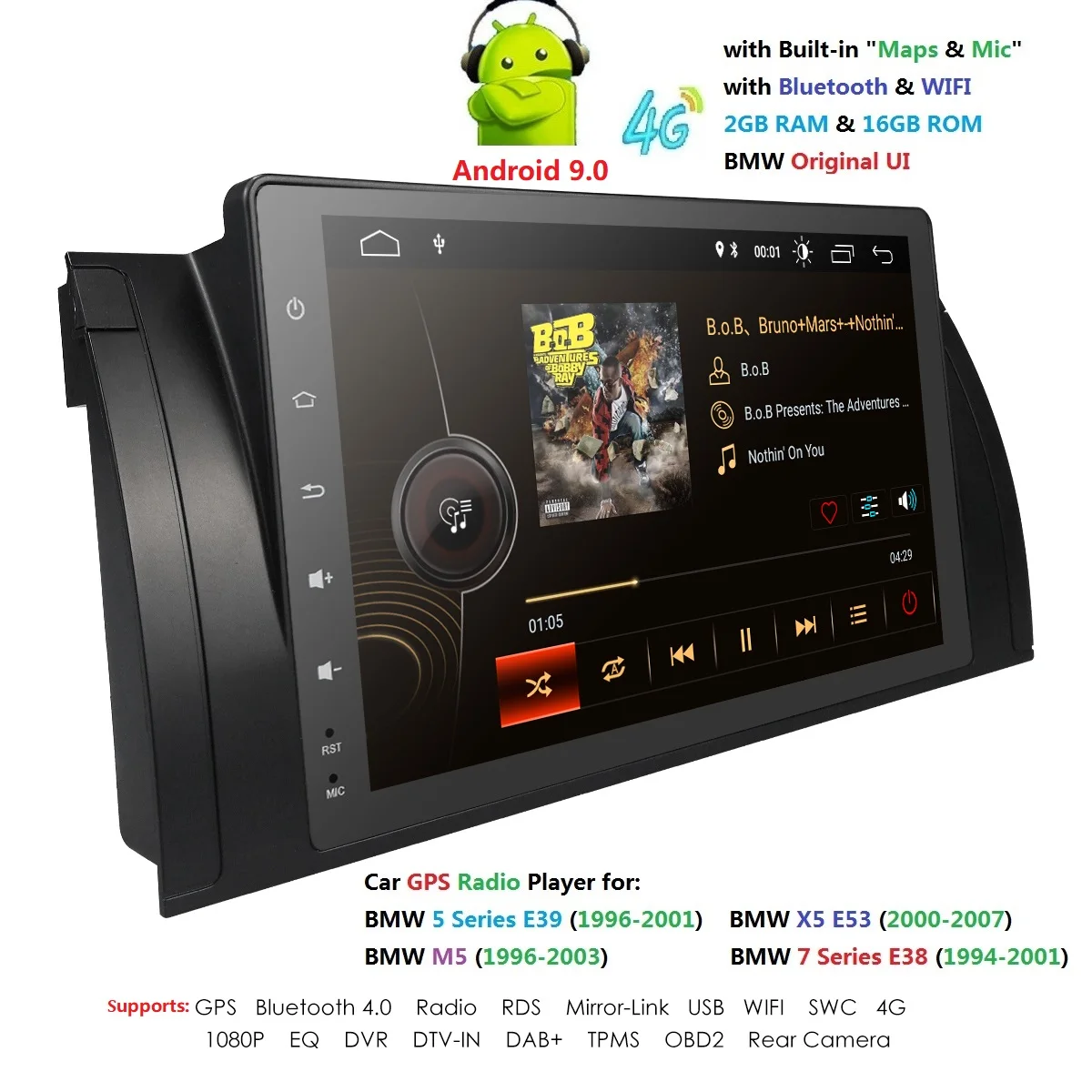 

Car Multimedia Player Android 10 GPS Stereo System For BMW/E39/X5/E53 RAM 2GB Wifi FM AM Radio automotivo canbus usb bt rds obd