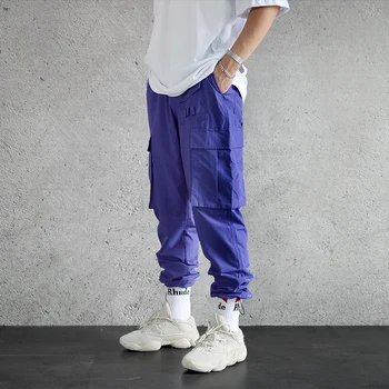 

2019 new men's fashion multi-pocket casual beaming overalls pants men's high street hip-hop trousers