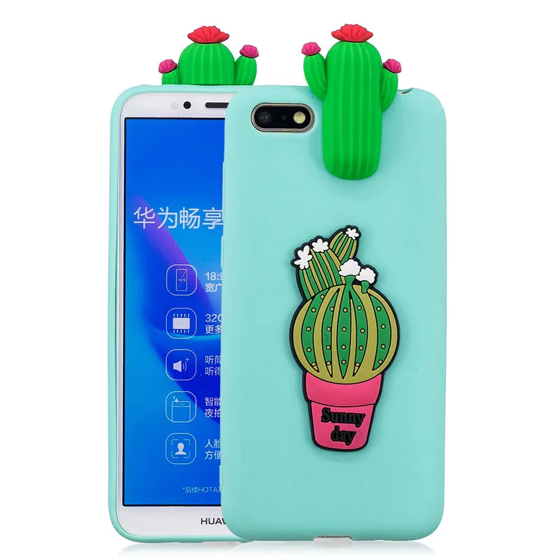 3D Gấu Trúc Dễ Thương Kỳ Lân Xương Rồng Ốp Điện Thoại Vào Fundas Huawei Y5 2018 / Y5 Prime 2018 / Honor 7S Coque Nữ Trẻ pu case for huawei Cases For Huawei