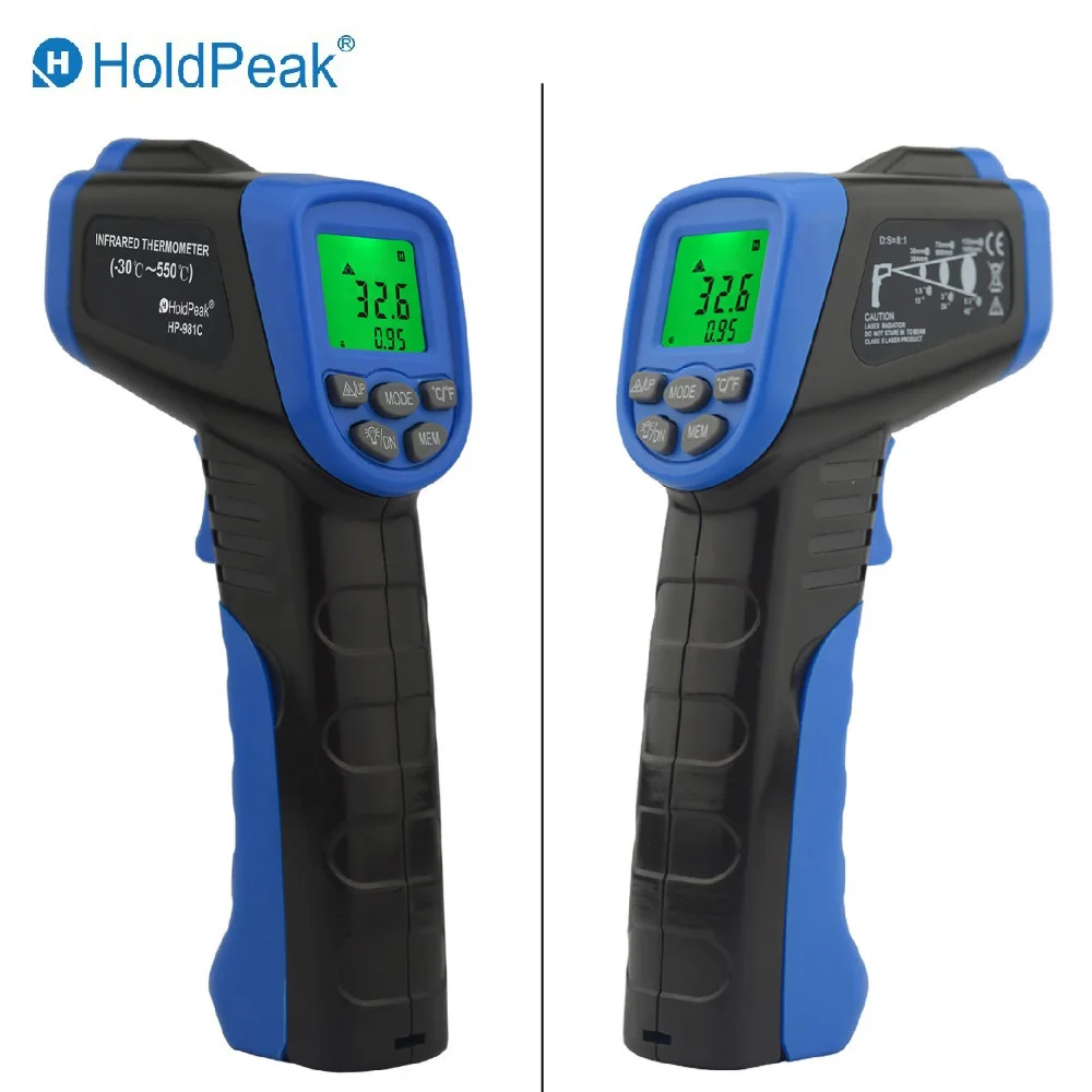 

Infrared Thermometer -30~550'C / -22~1022'F HoldPeak HP-981C Temperature Meter Gun Non-Contact IR Infrared Digital Thermometer