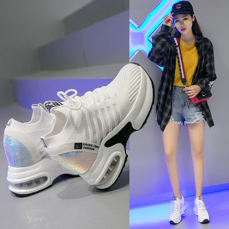 

Increased old shoes women summer 2019 spring new breathable mesh casual wild thick-soled sports white shoes tide